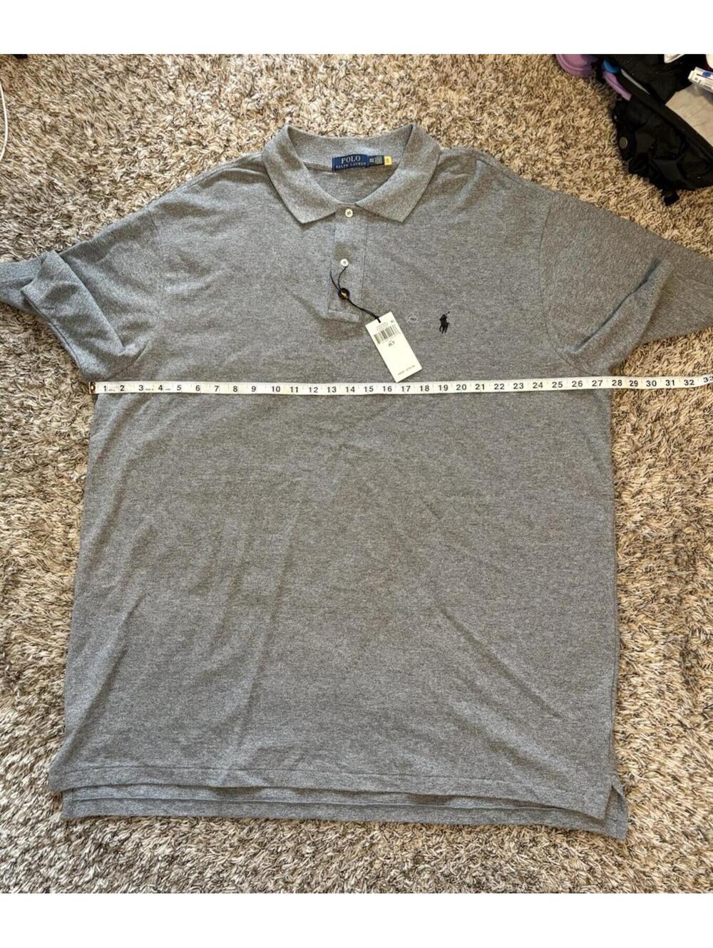 Polo Ralph Lauren Mens Custom Slim Fit Iconic Mesh Polo Shirt Gray 2XLT NWT $125 - Picture 3 of 11